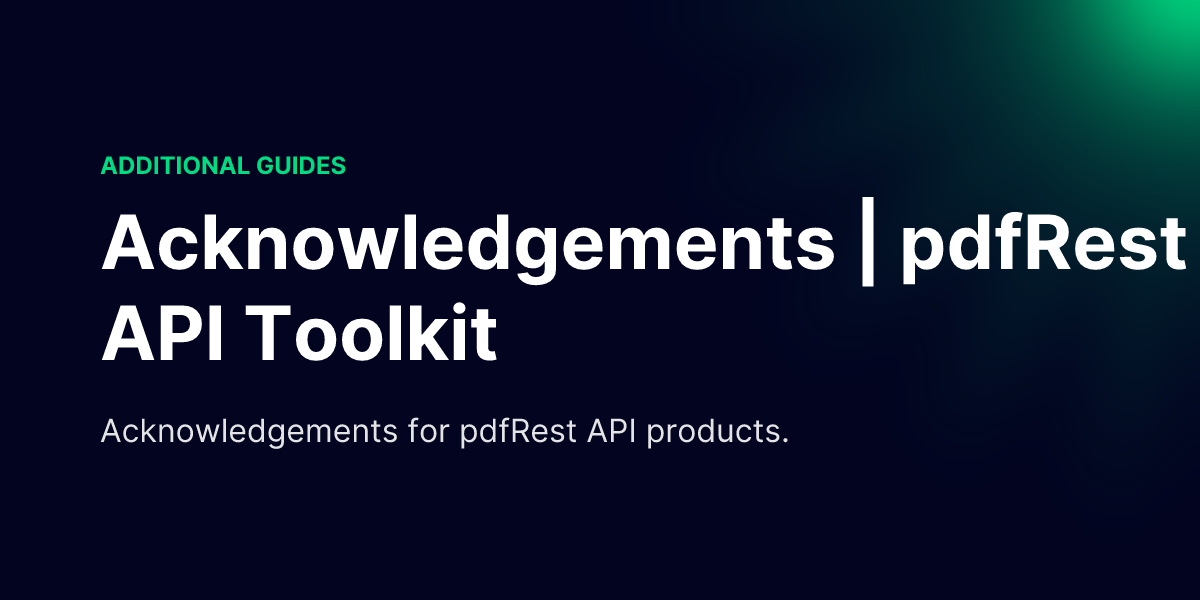 Acknowledgements | pdfRest API Toolkit